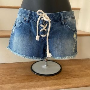 Hurley lace up jean shorts